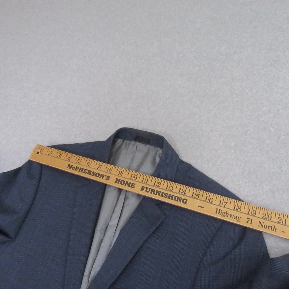 Stacy Adams Mens Sport Coat 40R‎ Slim Blue Glen Plaid Blazer Double Vent Modern